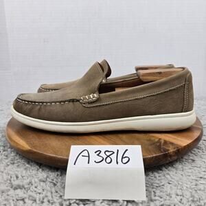 Johnston & Murphy Mens 9.5M Brannon Venetian Taupe Nubuck Slip On Casual Loafer